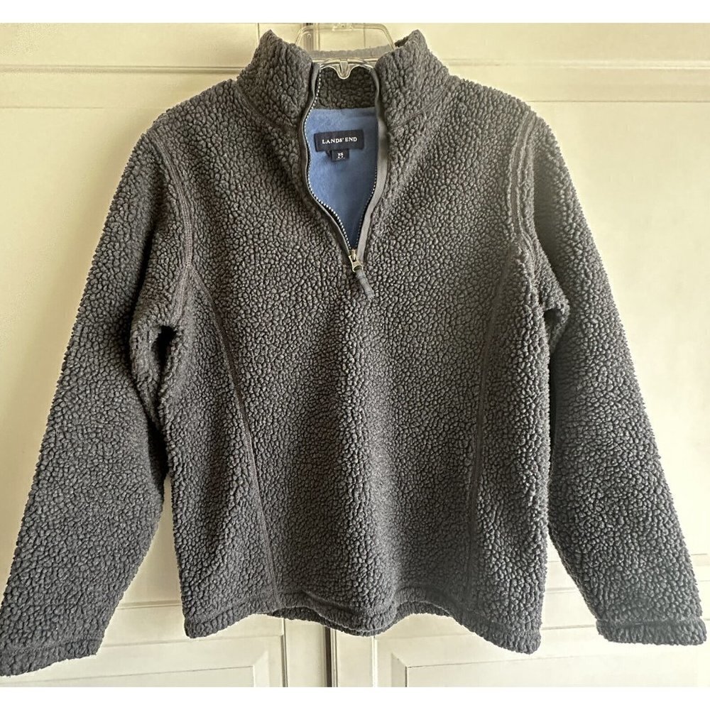 Lands End Womens Size XS 2-4‎ Gray Pullover 1/4 Zip Jacket
